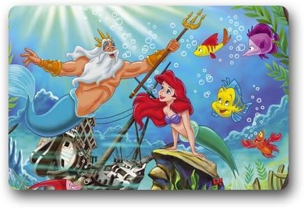 SENL King Neptune Little Mermaid Custom Non Slip Machine Washable Decor Bathroom Mats Doormat(23.6X15.7)