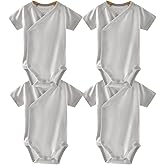 Baby Boys Girls Short Sleeves Kimono Clothes Cotton Baby Side-Snap Bodysuit Pack of Baby Layette Set