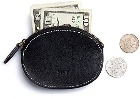 MAGIC TALE Genuine Leather Zipper Cion Wallet,Unisexual Coin Purse,Black