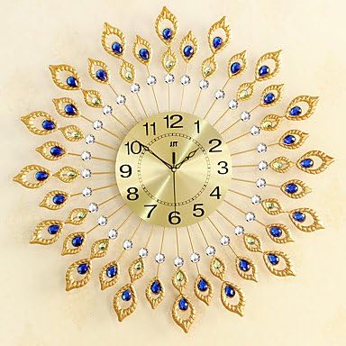 zhENfu Creative Peacock Wall Clock Of Europe Type StyleFashion Metal Set Auger ClockSitting Room Quiet Quartz Bracket Clock 6767CM Wall Clock