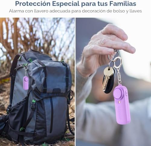 Alarme Pessoal Feminino Safesound Alarme de Segurança Pessoal 130DB Alarme de Segurança com Lâmpada LED Alarme de Porta-chaves aprovado pela Polícia para Crianças, Mulheres e Estudantes Seniores (Roxo)