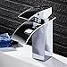 HOROW Single Handle Waterfall Bathroom Vanity Sink Faucet with Extra Large Rectangular Spout(Chrome Finish)