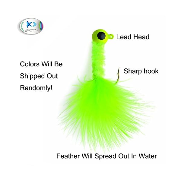 JSHANMEI-Assorted-Color-Crappie-Jigs-Head-Ice-Jigs-Marabou-Chenille-Fishing-Hard-Lure-Accessory-Bass-Pike-Walleye-Feather-Lead-Head-Hook-Rubber-Jigs