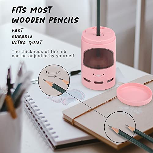 Pencil Sharpeners with Desk Vacuum, STFALI Electric Pencil Sharpener with Desk Vacuum Cleaner Mini (2 in 1), 6 7 8 9 10 Year Old Girl Gifts School Supplies for Kids Classroom Organization, Pink