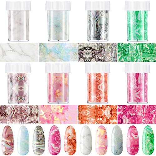 8 Boxes Marble Nail Foil Sticker Colorful Marble Nail Transfer Stickers