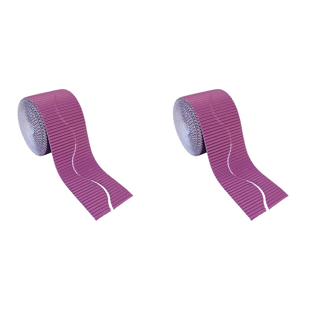 Bright Ideas Corrugated Border Roll for School Displays, Violet, 10cm x 7.5m BI7896 (Pack of 2)