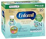 Enfamil Newborn Non-GMO Baby Formula Nursette Bottles, 2 Oz. 6 Count (Pack of 4)