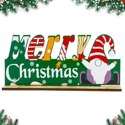 CHEERYMAGIC Christmas Table Decorations, Christmas Wooden Table Sign Xmas Tabletop Decorations Christmas Gnome Centerpiece Tabletop Signs for Home Party Decoration A4WLLRBJ