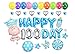 GOER Cute Blue Alphabet Letters Foil Balloons Set Happy 100 Day Party Decoration Supplies,Include 37 Balloons and 52 Balloon Glue