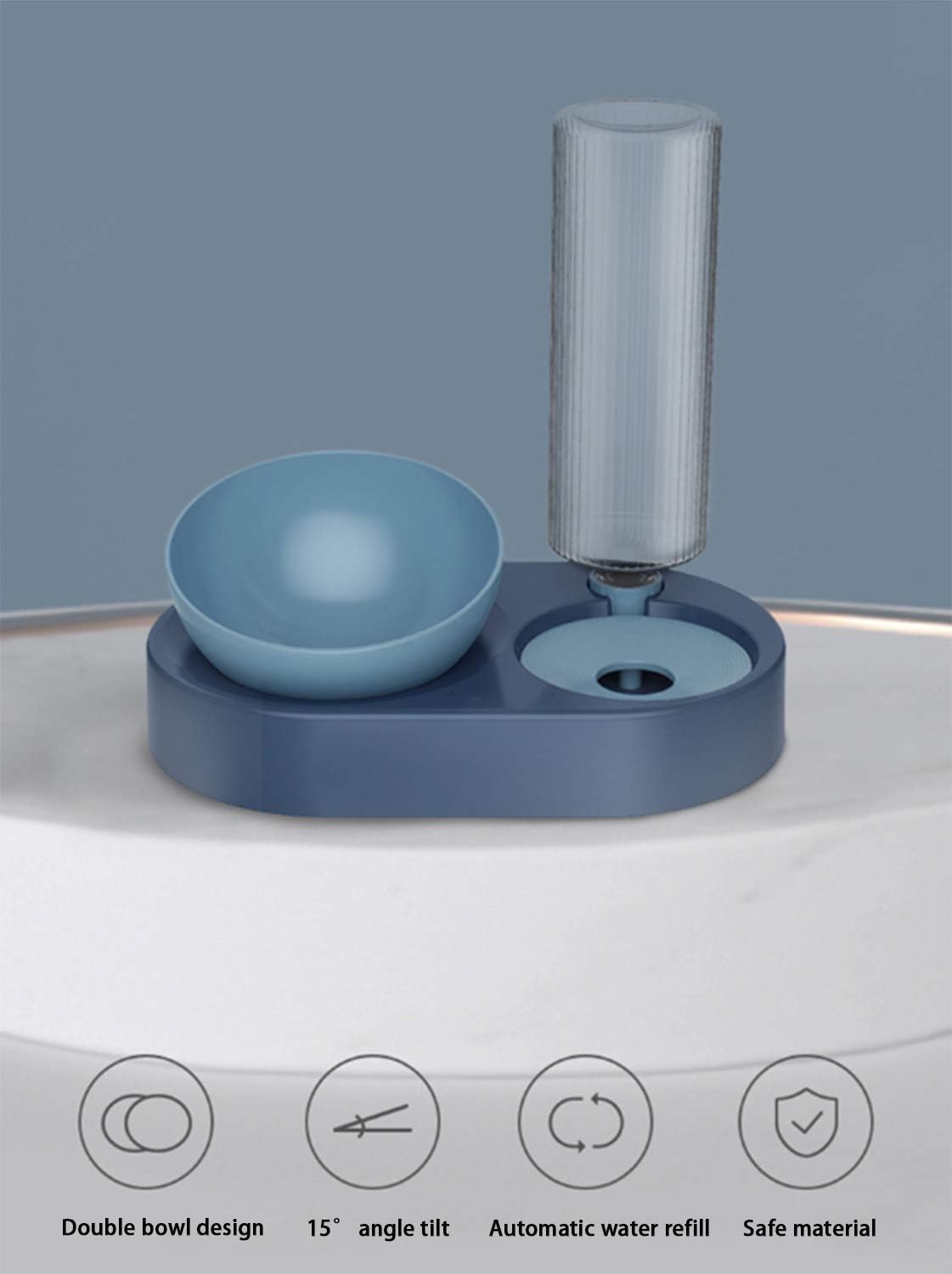 LONTG Dog Cat Food Bowl and Water Bowl Set Pet Automatic Water Dispenser with Feeding Bowl No Spill Dog Automatic Water Bowl Adjustable Cat Feeder Bowl Pet Bowls with Stand for Small Medium Dogs Cats - Image 4