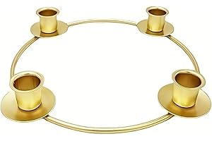Nanstone Advent Wreath Candle Holder, Gold Christmas Candle Rings for Taper Candles, Advent Wreath 4 Candle Holder for Christmas Holiday Home Party Church Catholic DIY Decor