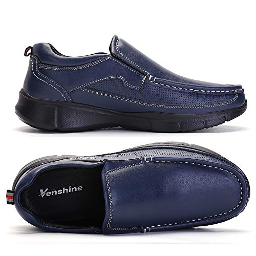 VENSHINE Mens Slip on Loafer Lightweight Leather Fashion Casual Walking Shoes for Business Work