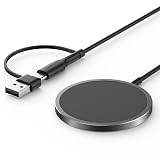 JSAUX Magnetic Wireless Charger Compatible with MagSafe Charger/iPhone 16/16 Pro/16 Plus/16 Pro Max/iPhone 15 Pro Max Plus/iPhone 14 13 12 Series, Wireless Mag Safe Charging Pad, Mag Charger (Black)