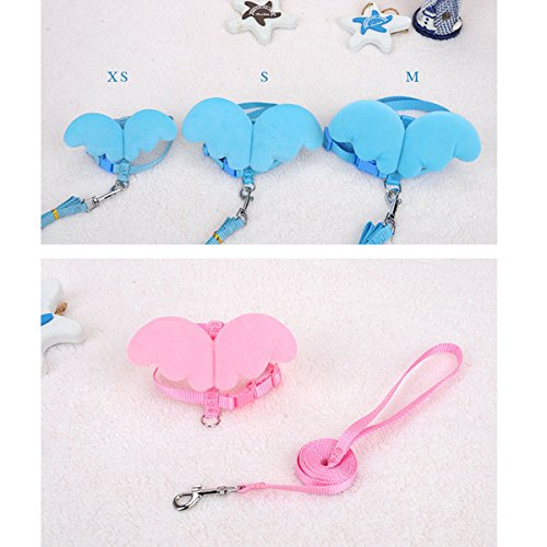 Budd Pet Dog Leash Adjustable Harness Puppy Leads and Collars Set for Small Doggie Kitten Vest Strap with Angel Wings (Pink,S)