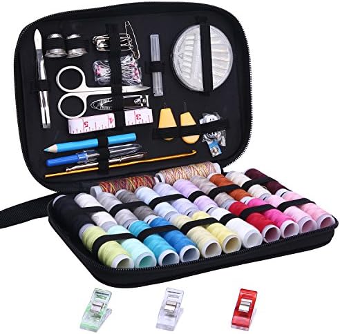 Sewing Kit,Over 100 JKtown Portable Basic Sewing Accessories, 24 Color Spools of Thread, Mini sew kits supplies for Beginners,Traveller,Emergency,Family starter to Mending and Repair
