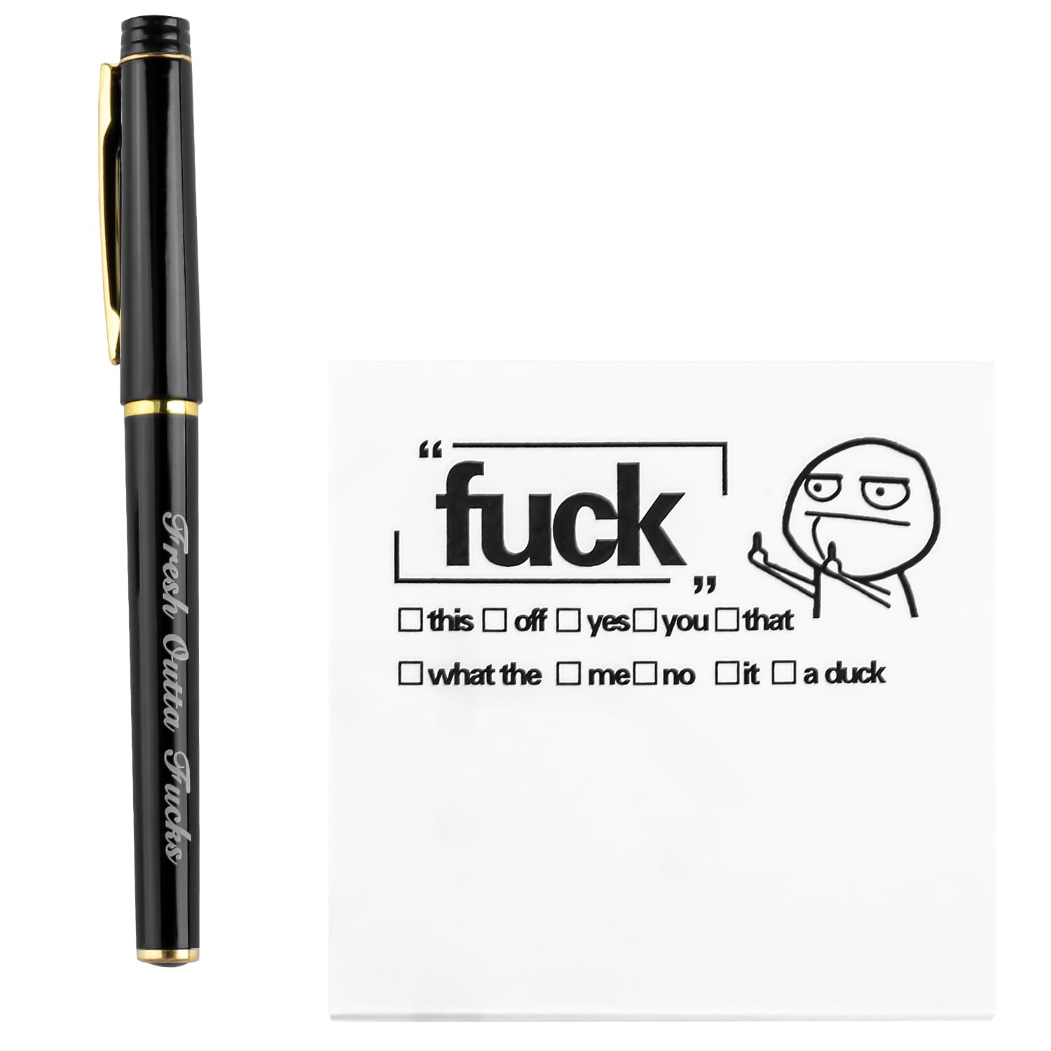 Luckious Fucks Pad and Pen, Funny Memo Pads, Rude Pen and Memo Pad Set, Novelty Notepad Office Supplies Set for Office Messages