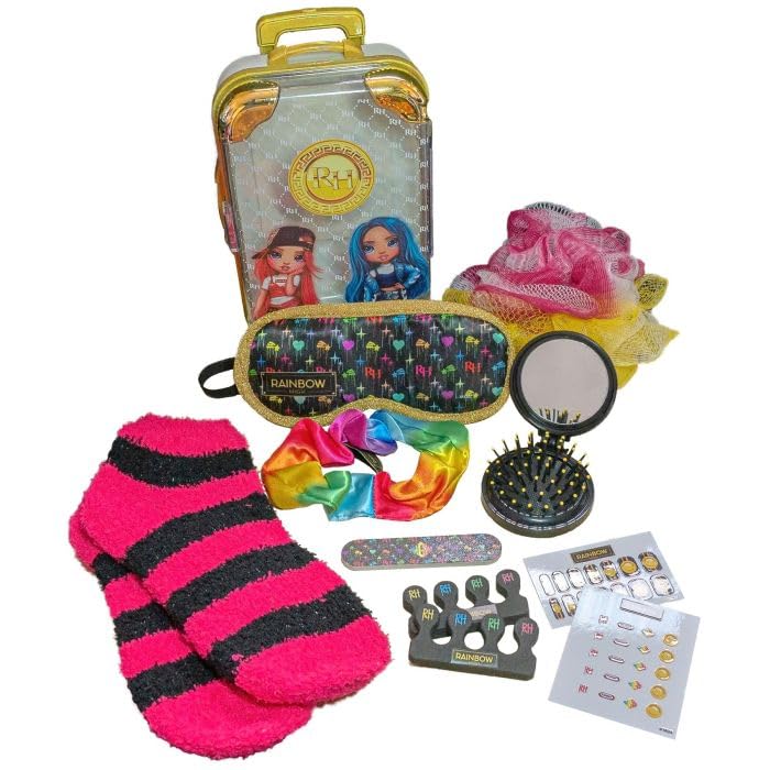 Rainbow High Sleepover Set & Carry Case | Pampering Set | Sleep Mask | Fluffy Socks | Nail Art | Parties Sleepovers & Makeovers | Ages 3 Plus | Rainbow High Toys By Sinco Creations