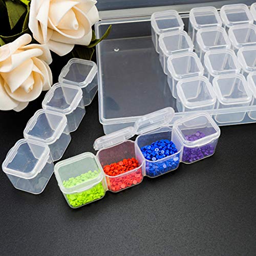 image for Tosnail 5 Pack 28 Grids Plastic Craft Organizer Case Diamond Storage B