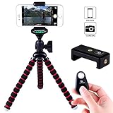 Moonor Flexible and Adjustable Octopus Style Tripod Stand Universal with Smartphone Holder Mount for iPhone, Cellphone, SLR DSLR Cameras and Remote