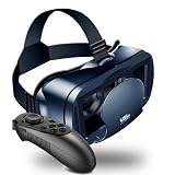 NEWSTYP 5~7inch VRG Pro 3D VR Glasses Virtual Reality Full Screen Visual Wide-Angle VR Glasses Box for 5 to 7 inch Smartphone Eyeglasses with Remote Control (Black Basic)