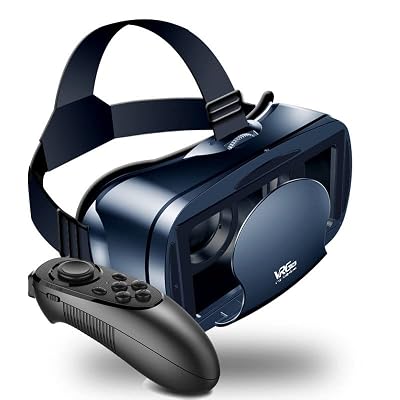 NEWSTYP 5~7inch VRG Pro 3D VR Glasses Virtual Reality Full Screen Visual Wide-Angle VR Glasses Box for 5 to 7 inch Smartphone Eyeglasses with Remote Control (Black Basic)