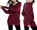 ARJOSA Women's Fall Sweaters Pullover Oversized Crew Neck Long Sleeve Knit Sweater Tunic Tops (Large, Wine Red)