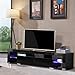 SUNCOO TV Stand Media Console Cabinet LED Shelves with 2 Drawers for Living Room Storage High Gloss Black for up to 72-inch TV Screens