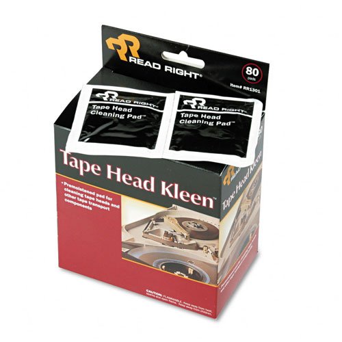 Read Right Tape head premoistened cleaning pads, 80/box RRTRR1301