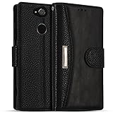 IDOOLS Leather Wallet Phone Case for Sony Xperia XA2 Ultra,Folding Flip Cases Protective Cover Strong Magnetic Closure Protector with Card Slots Kickstand (Black, 6.0