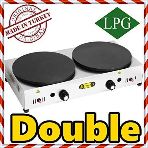 PROFFESSIONAL Non-Stick TEFLON COATED DUAL COOKERS PROPANE GAS DUAL 16 '' 40 cm Commercial Crepe Maker Pancake Griddle PROFESSIONAL Machine ( LPG )