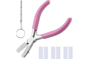 LEONTOOL 5-Inch Double Nylon Jaw Pliers with 3 Pairs of Replacement Tips and a Screwdriver, Flat Nylon Jaw Pliers for Jewelry