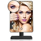 EOS&amp;HELIOS 20 Led Lighted Makeup Mirror with Removable 10x Magnifier Batteries Include (Black)