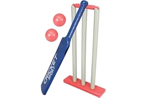 Kids Plastic Cricket Set with Stumps and Soft Balls, Backyard Beach Cricket Bat Kit for Boys Girls Age 3-10, Child Safe Indoo