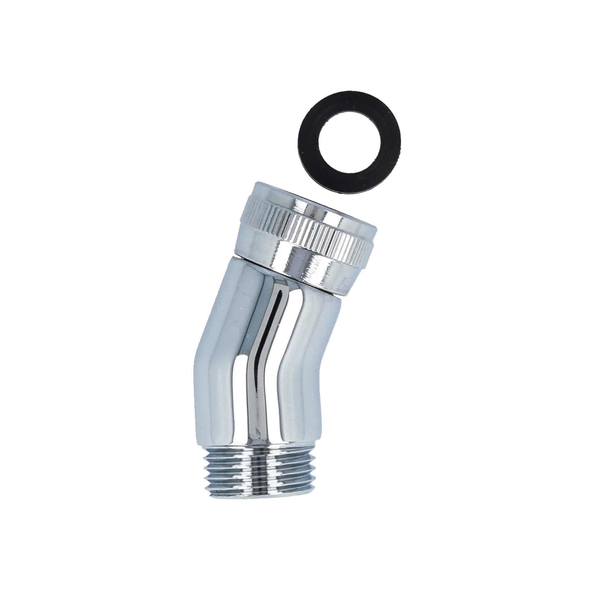 tecuro Elbow for connecting shower hose to hand shower, 1/2 inch x 22.5° tilt, high-gloss chrome-plated brass, including gasket