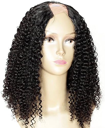 Addcolo Unprocessed 8A Peruvian Virgin Hair U Part Wigs Afro Kinky Curl 130% Density U Part Wig Human Hair Curly Middle Part 100% Real Human Hair Wig For Black Women (14 Inches)