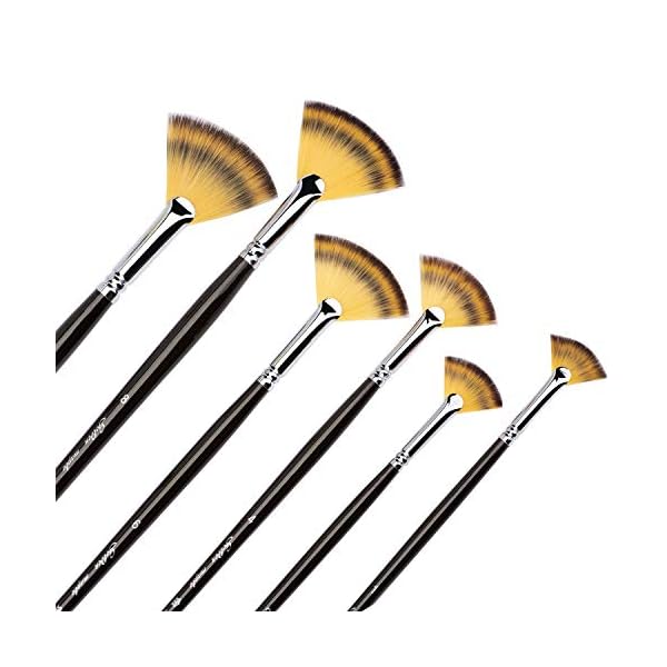 FÃ¤cherpinsel Malen Set - 6 StÃ¼ck KÃ¼nstlerpinsel feinster QualitÃ¤t Pinselset fÃ¼r Acrylfarben, Aquarell, ÃlgemÃ¤lde und Gouache,etc – Bild 4