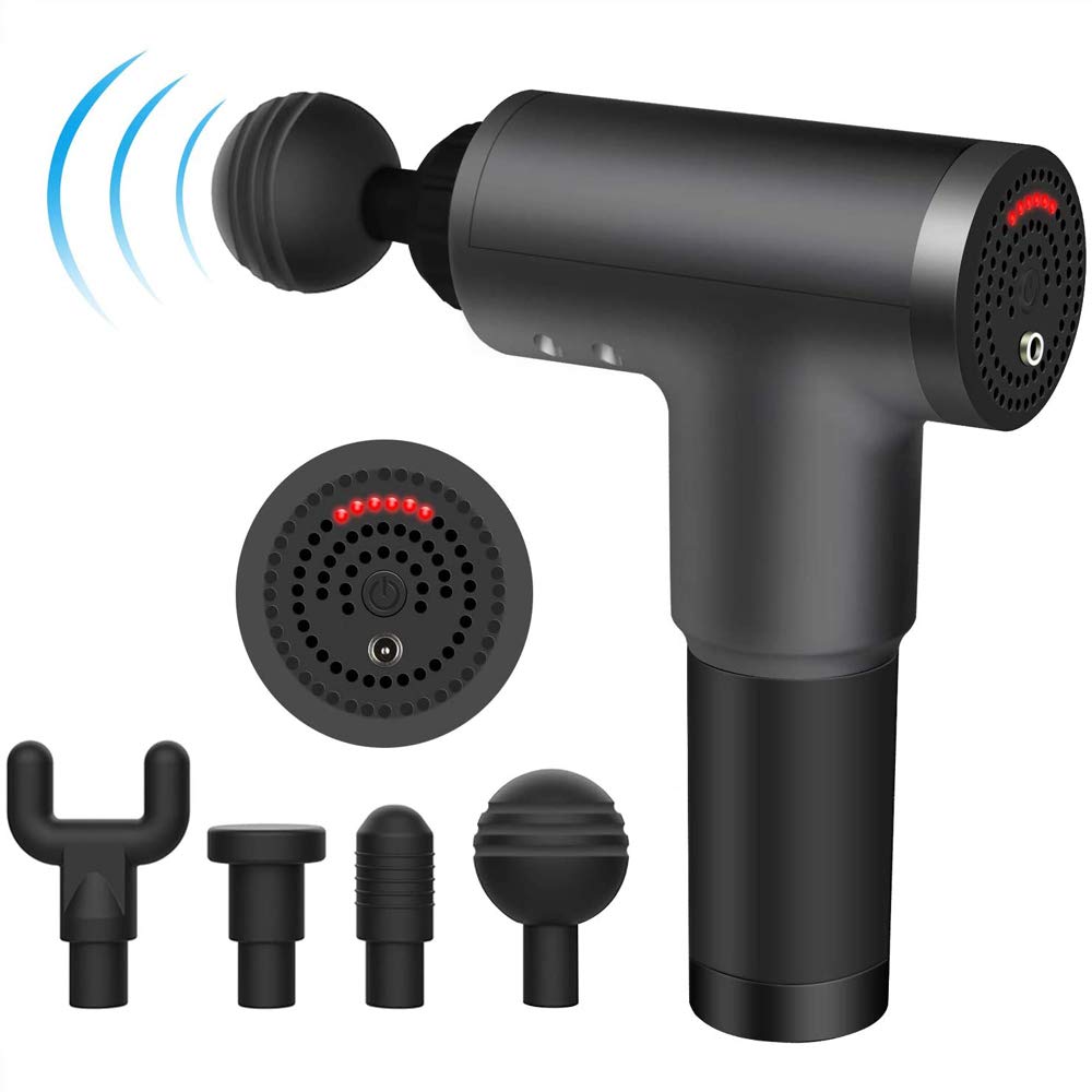 Hand Held Percussion Massage Gun,Powerful Cordless Percussion Massage Gun for Quick Rechargeable Device with 4 Replaceable Massage Heads,6 Adjustable Speeds
