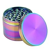 DCOU Rainbow Herb Grinders 2.2 Inches 4 Parts Zinc Alloy Pollen Weed Grinder Tobacco Grinder Colorful Metal Grinder