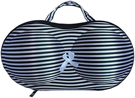 KM Striped Portable Protect Bra and Lingerie Travel Storage Box (Striped C)