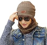 Lovful Unisex Fashion Winter Thick Warm Knitted Hat and Circle Scarf 2 Pieces