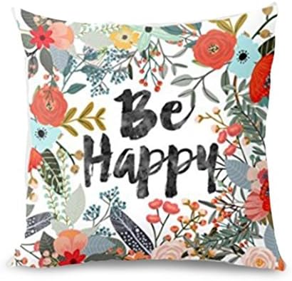 Hot Sale! WYTong Be Happy Floral Pillowcase Dobby Cushion Cover Cushion Case Sofa Home Decor Insert Is Not Included (Multicolor, 16"x16")