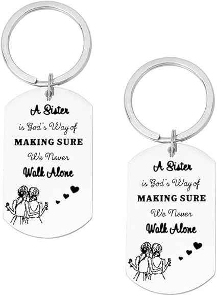 Amazon Fy 2個 姉妹キーチェーン 親友 キーチェーン 姉妹ギフト 姉妹からのギフト 姉妹は神の方法で作るものに We Never Walk Alone Sister 文房具 オフィス用品 文房具 オフィス用品