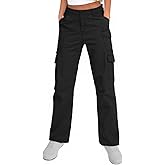 Alfiudad Women's High Waisted Cargo Pants Wide Leg Work Hiking Casual Travel Y2K Streetwear with Pockets Baggy Pants