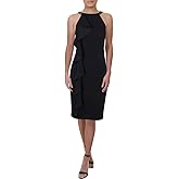 Ralph Lauren Womens Ruffled Embellished Sheath Dress, Blue, 16