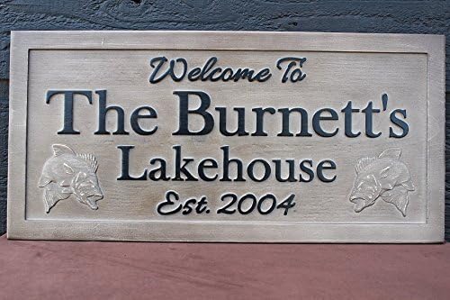 Personalized Weathered Lake House Sign Family Name Sign Carved Sign Rustic Weathered Wood Sign Sign Carved Wood Sign Fishing Sign