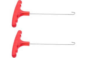 VILLCASE 2pcs Doll Stringing Tools with T Shape Metal Hooks for Head Changing Assistance and Elastic