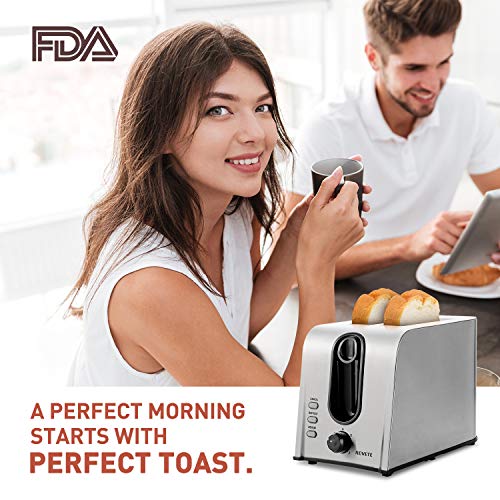 Toaster 2 Slice Best Rated Prime, NOVETE Retro Style Brushed Stainless Steel Toaster, 1.5'' Extra-Wide Slot, 7 Shade Settings, Defrost/Reheat/Cancel Functions, Compact Bread Toaster for Breads/Bageles, 750W - Thumbnail 5