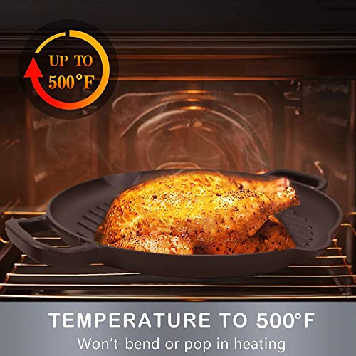 Cast Iron Grill Pan 12.6 inch PreSeasoned Cast Iron Griddle Pan Dual Handles Cast Iron Skillets