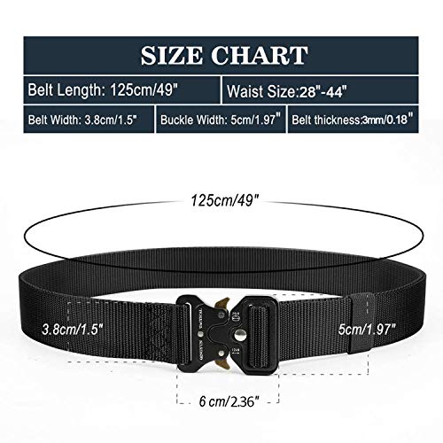 QINGYUN RONGQI 2Pack Tactical Belt,Military Style Quick Release Belt,1.5" Nylon Riggers Belts for Men,Heavy-Duty Quick-Release Metal Buckle - Thumbnail 4