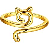beautlace Cute Cat Adjustable Rings 18K Gold/Silver/Black Gun Plated Lovely Cats Animals Open Ring Jewelry for Women KR0029
